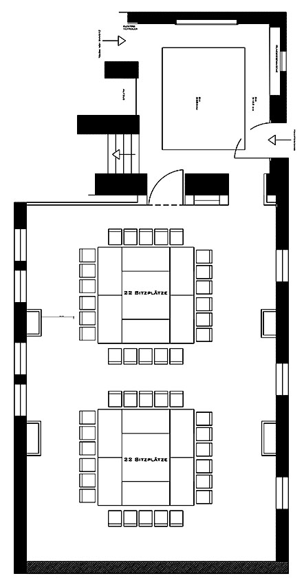 Konferenzbestuhlung – 2 x 22 Sitzplätze